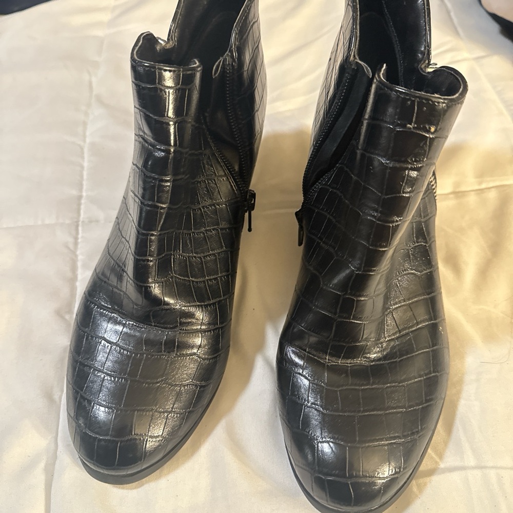 Style & Co. Black Croc-Pattern Ankle Booties - Picture 4 of 6